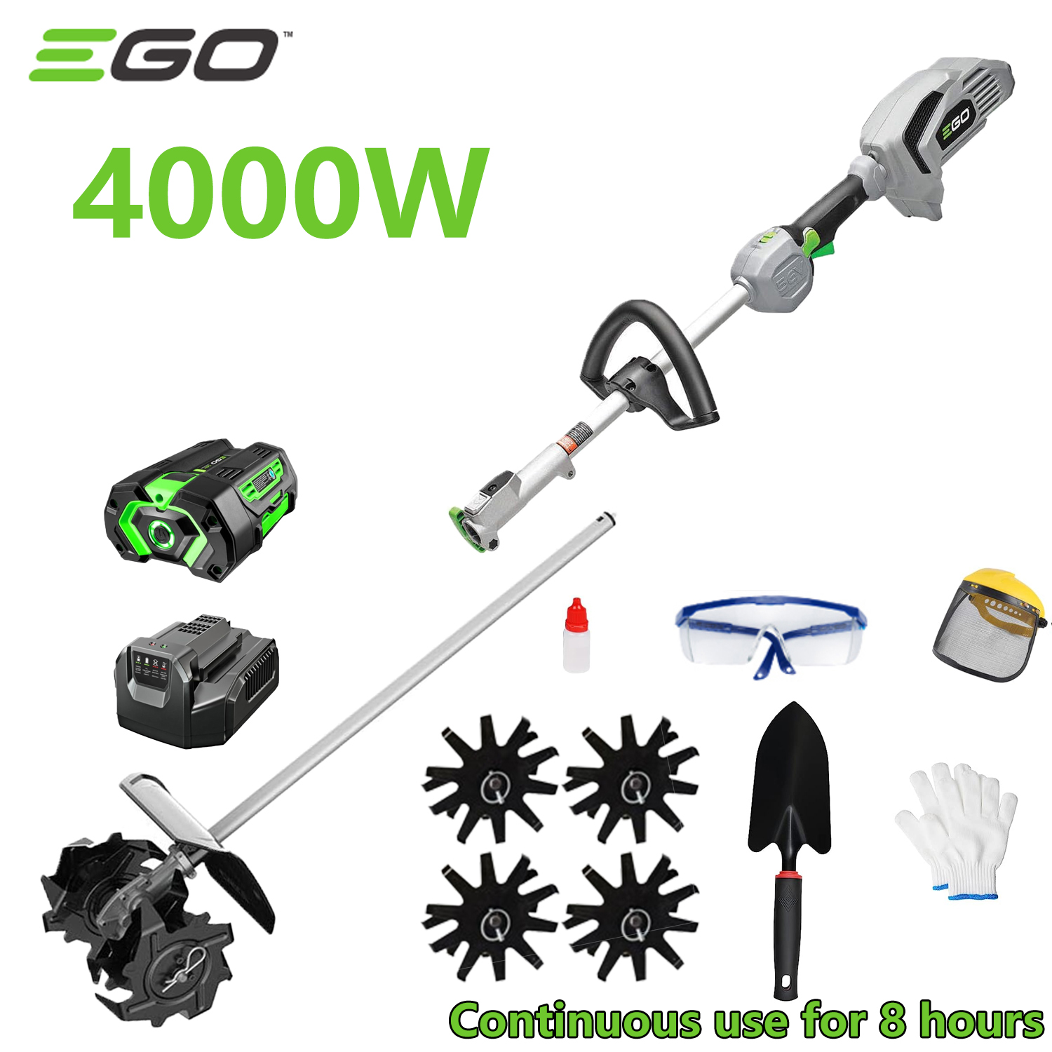 Cultivador de 4000W + 1 unidad de batería de 96V + carga rápida + motocultivador + conjunto completo de accesorios